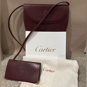 Cartier Women's Burgundy Leather Crossbody Bag Set